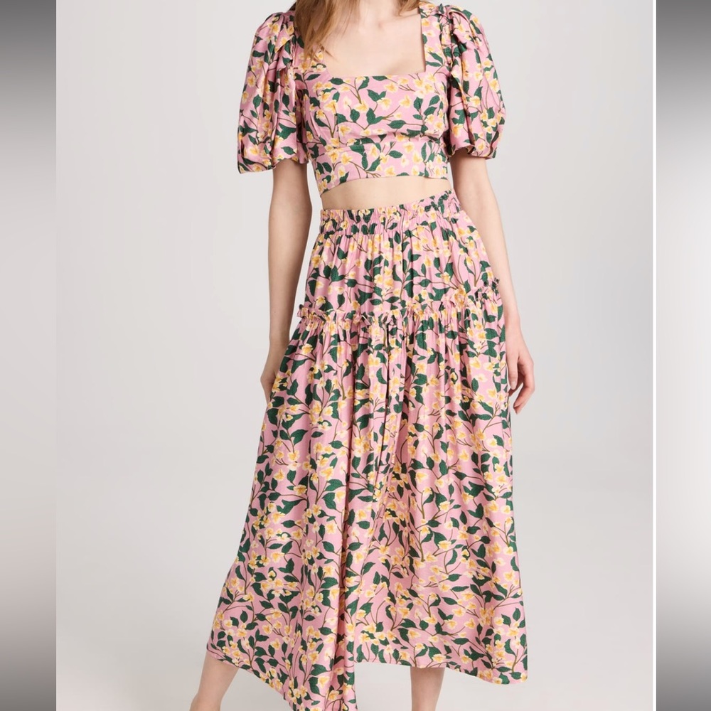 Moon River Floral Top and Skirt Matching Set
